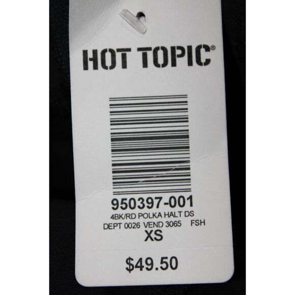 NWT Womens Hot Topic Black Red Polka Dot Ruffle Halter Top Midi Dress Size XS - Picture 6 of 6